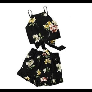 Boho ruffle hem floral shorts sz XS